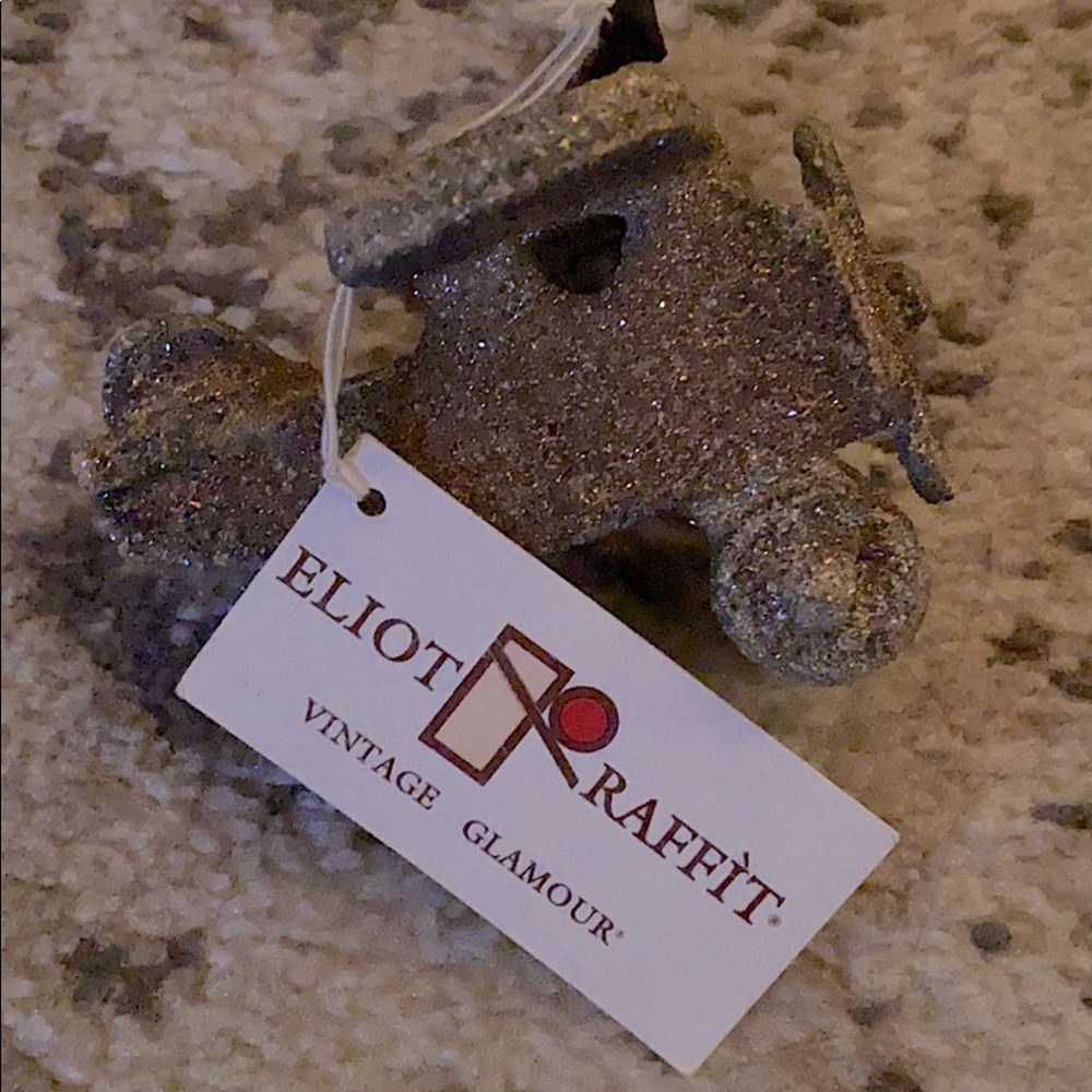 Vintage sparkle gold airplane ornament